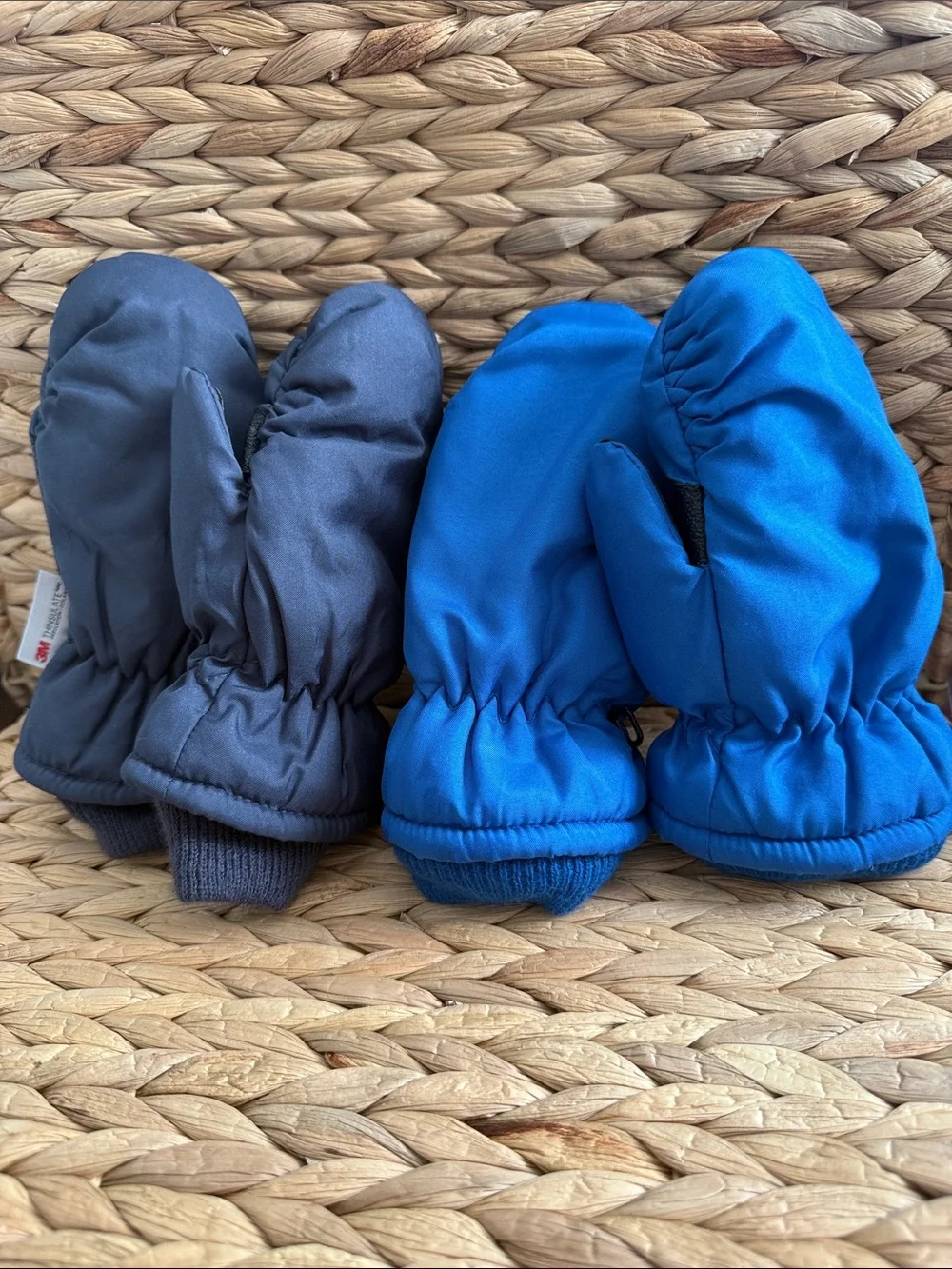 Bundle 3M Thinsulate Kids Boys Mittens - Blue and Gray